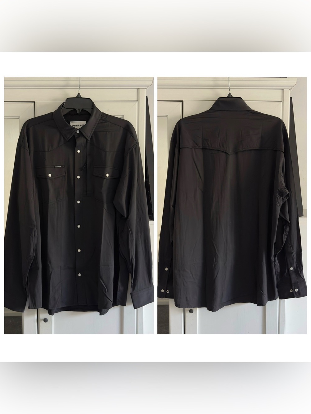 Poncho The Piedras Negras Long Sleeve Shirt Black Men's Size Large Regular Fit